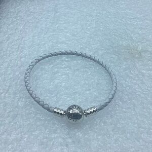Pandora, 18CM Single White Pearl Braided Leather  Clasp  “ 18CM/7 Inches